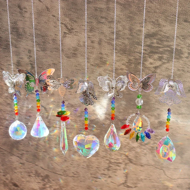 Crystal Light Collection Medál Kerti Díszek Kreatív Szivárványos Könnyű Fogó Ablak Terasz Dekoráció Angyal Fém A Nyári Ajándékokhoz - Image 5