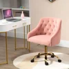 Velvet Fabric Pink Desk Chair for Home Office, Modern Adjustable Swivel Task Chair, Bedroom Vanity Chair for Girls Women 1