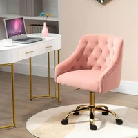 Velvet Fabric Pink Desk Chair for Home Office, Modern Adjustable Swivel Task Chair, Bedroom Vanity Chair for Girls Women 1