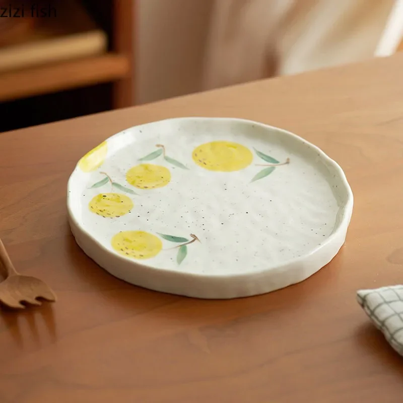 Hand-painted Fruit Pattern Ceramic Plate Creative Dessert Plate Steak Pasta Bowl Snack Bowl Home Specialty Tableware