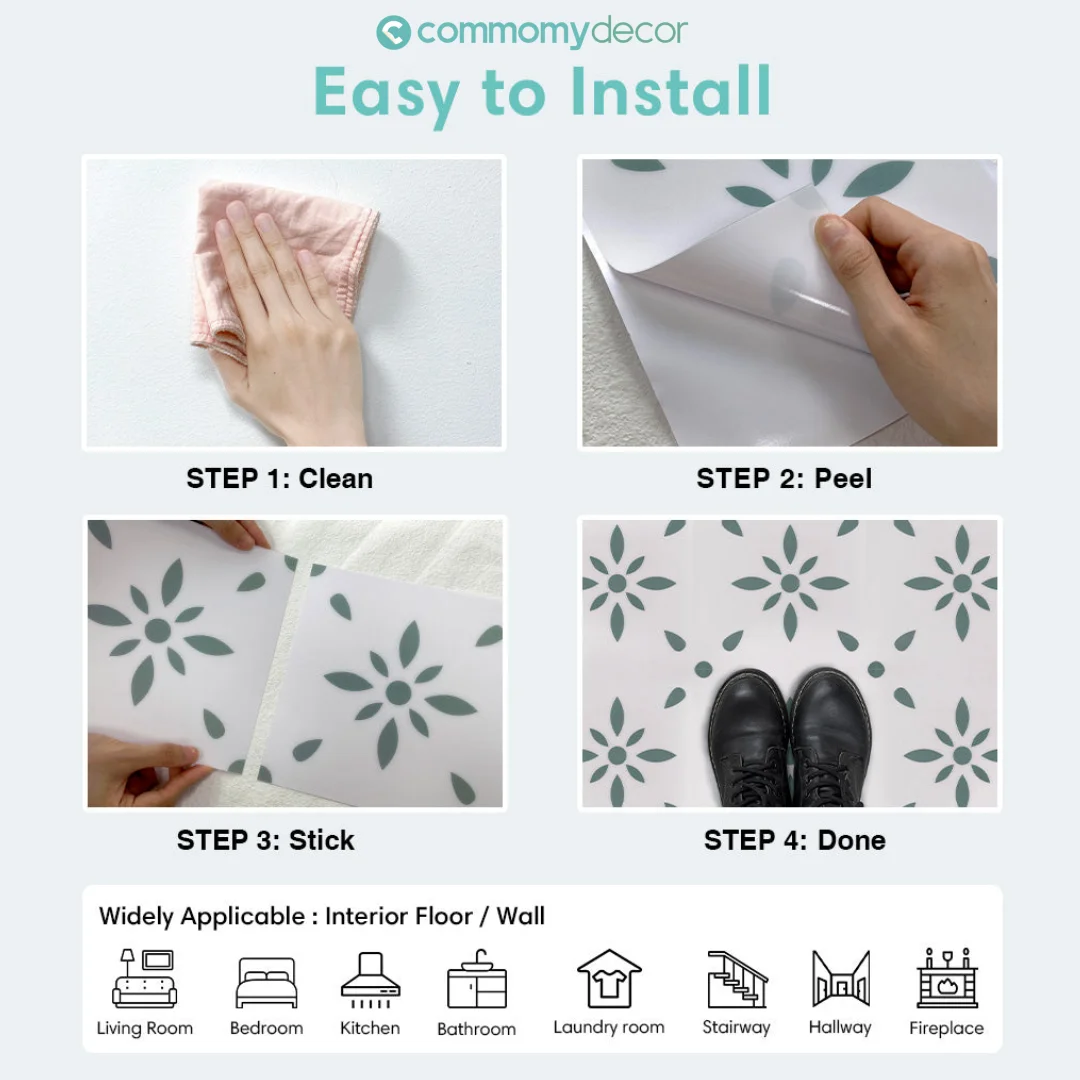 3D Tile Sticker 1pc/10pcs Floor Tile Sticker Self Adhesive Vinyl Non-slip Wall Waterproof 20cm x 20cm