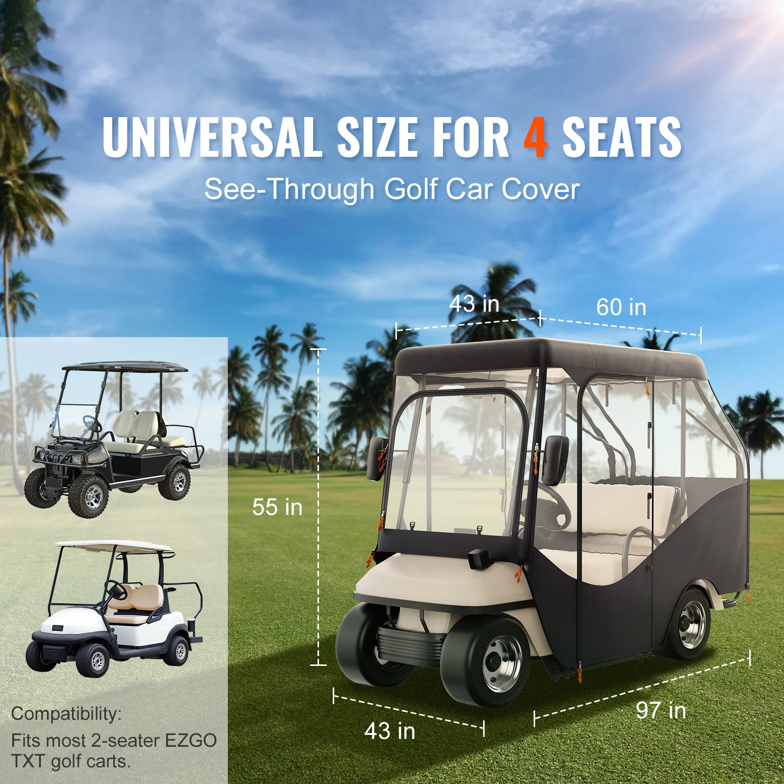 Waterproof Polyester Golf Cart Enclosure with Transparent Windows