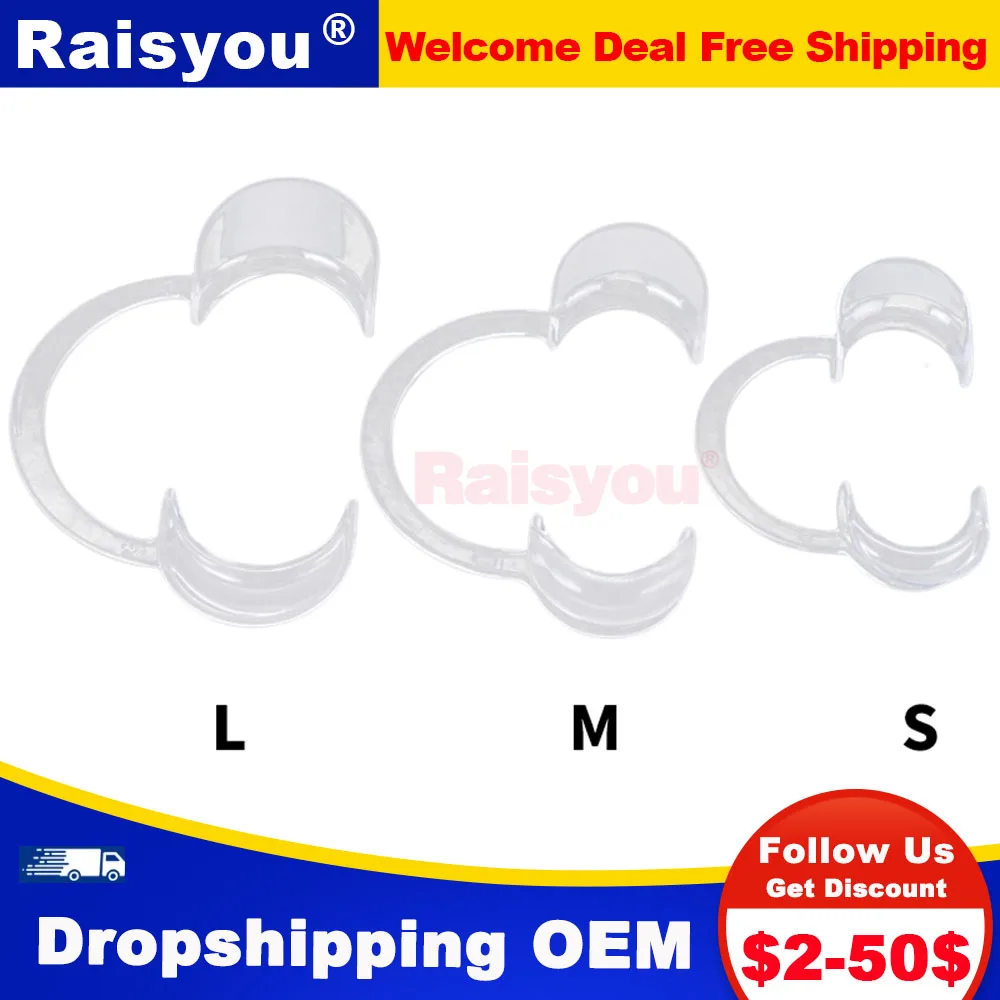 

25PCS C-opener Teeth Whitening Lip Cheek Retractor Dentist Mouth Opener Oral Care Reusable C-type Dental Bibs Dental Materials