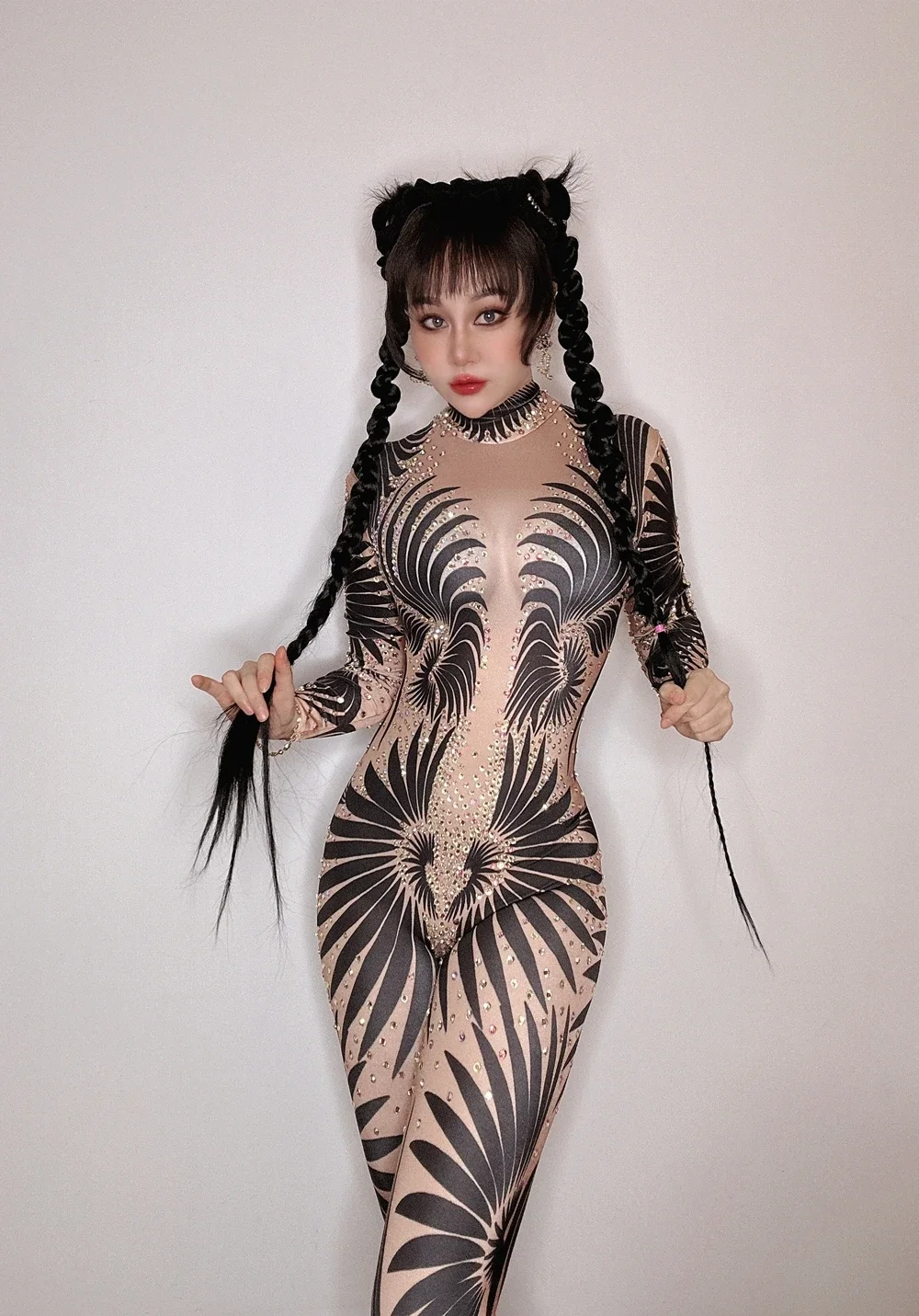 Women Dance Performance Costume Female Stage Wear Party Nightclub Outfit Sparkly Rhinestones Jumpsuit rhinestones dress