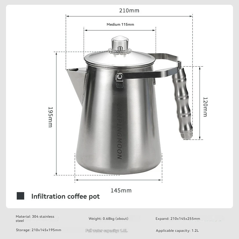 CAMPINGMOON SW-7 Filtration Coffee Pot Convenient American Style Filter Press Coffee Pot No Filter Paper Stainless Steel