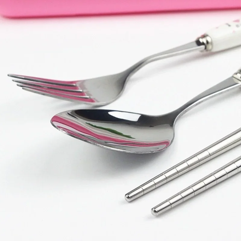 Kids Tableware Disney Mickey Minnie Baby Tableware Set Children Utensil Stainless Steel Toddler Dinnerware Cutlery Cartoon Infant Spoon Fork