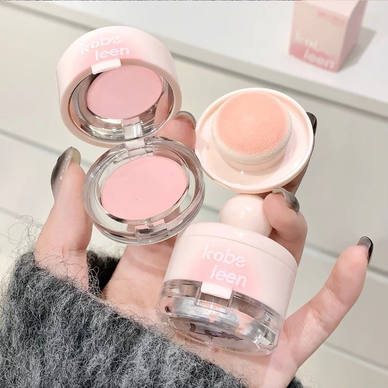 Natural Peach Pink Blusher Cream With Cute Sponge Head Matte Moisturizing Blush Palette Lasting Cheek Tint Korea Makeup Cosmetic 2