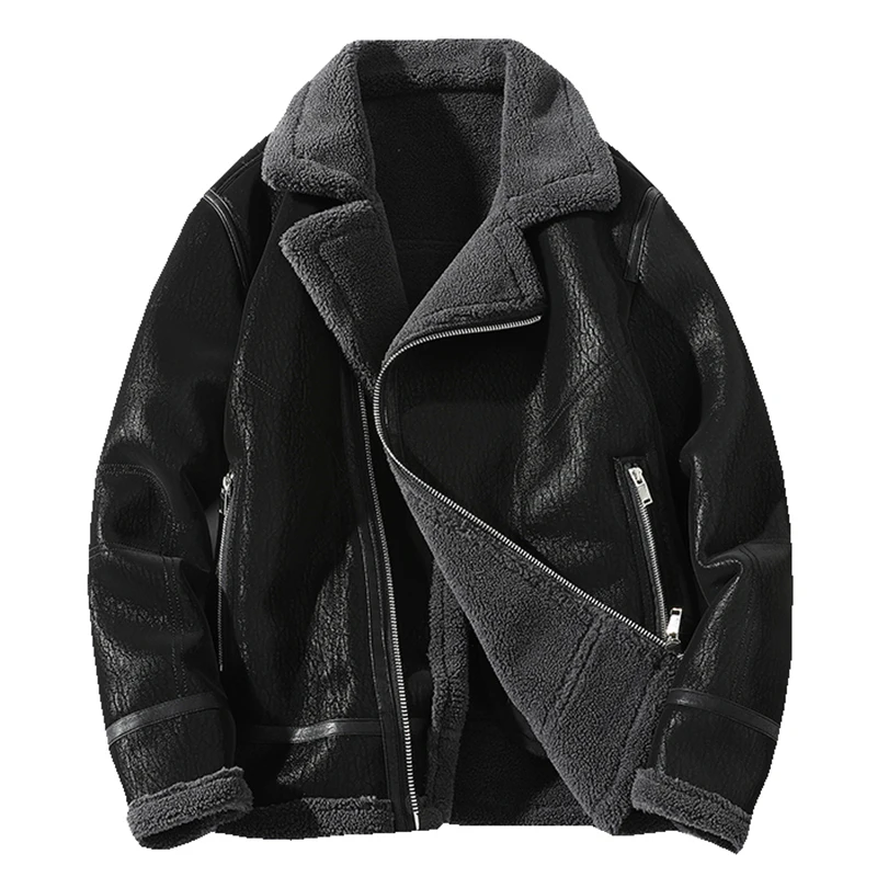 

2023 Autumn and Winter Velvet Leather Jacket Men's High-end Loose Imitation Fur A Warm Thick Fashion Handsome Coat M-5XL