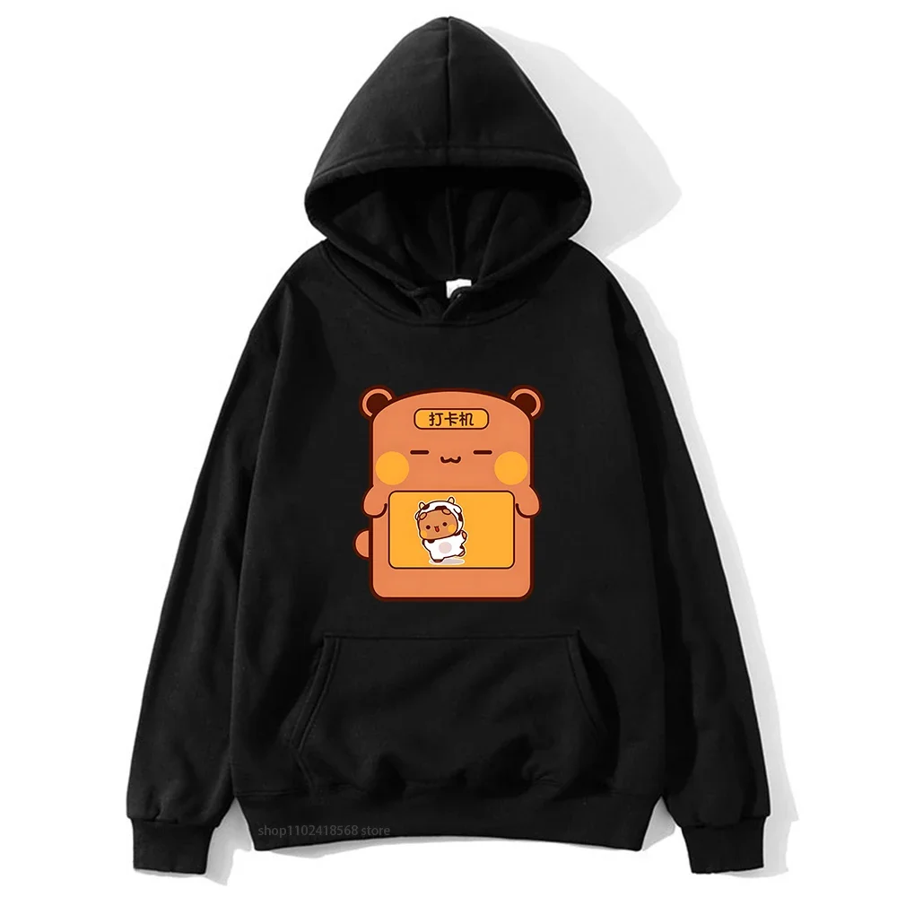 Cute Dudu and Bubu Are Dacing In Bubu Sweatshirt with Hooded Cute Funny Panda and Brownie Bear Hoodies Men Women Couple Tops y2k