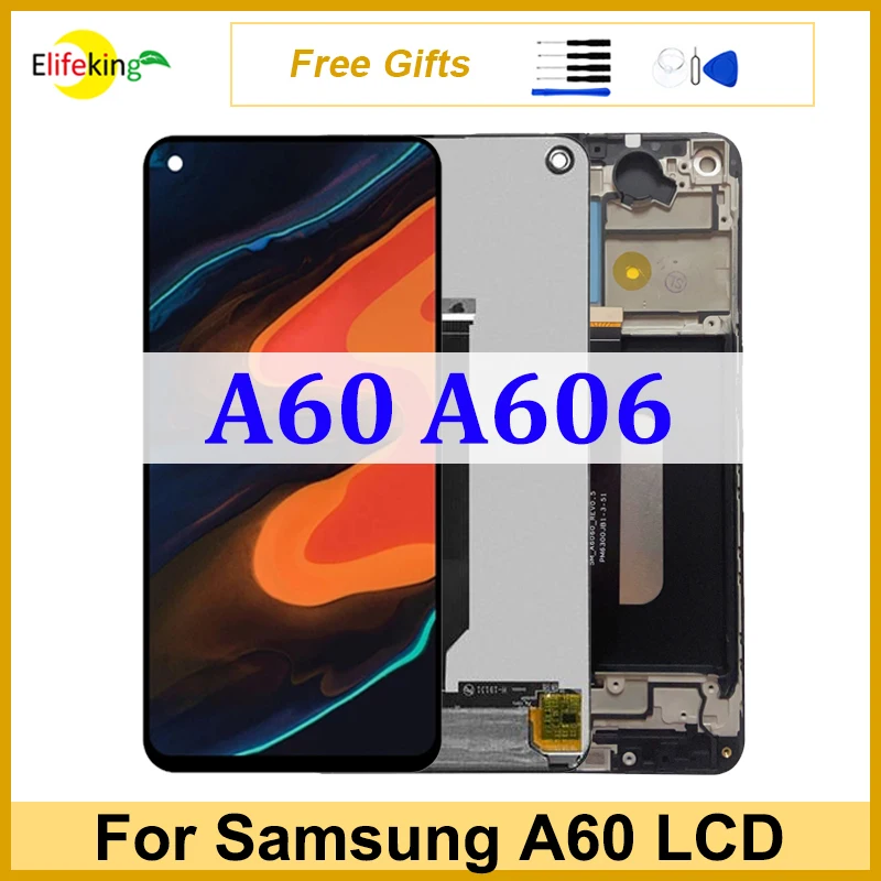 Schermo Da 6.3 ''Per Samsung Galaxy A60 A606 Display Lcd Touch Screen A606F A6060 A606Y Digitizer Assembly Sostituzione Con Cornice