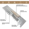 Long Trowel 40cm Stainless Steel Blade Wood Handle Good Elasticity Left Square Tooth Multi-Purpose Masonry Trowel For Wall Tile 2
