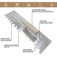 Long Trowel 40cm Stainless Steel Blade Wood Handle Good Elasticity Left Square Tooth Multi-Purpose Masonry Trowel For Wall Tile 2