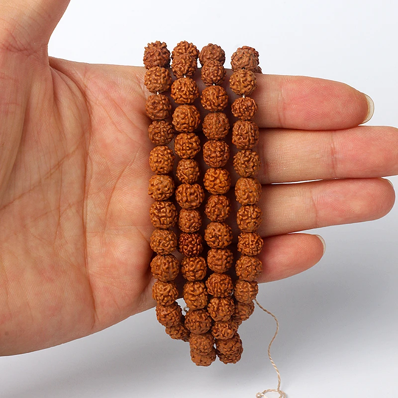 Natural Rudraksha Mala 108 Beads 7/9mm Mala Prayer Meditation Buddhist for Necklaces Meditation Practice Bracelet Accessories