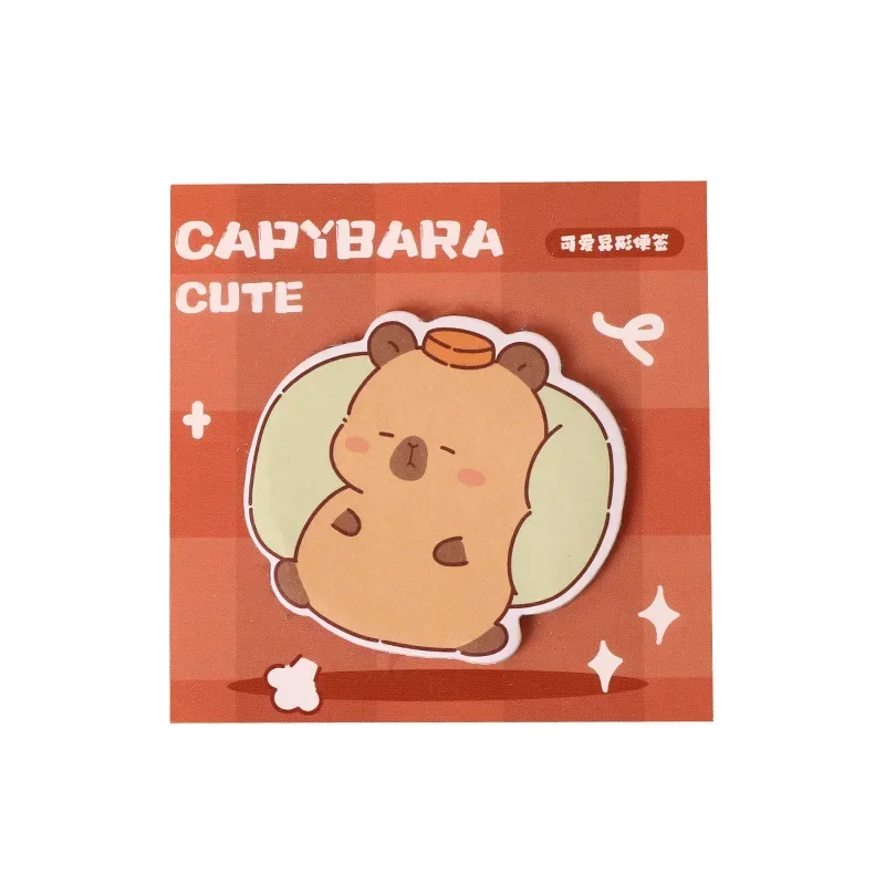 4Pcs/Set Cute Cartoon Capybara Memo Pad 30Sheet/Book Sticky Note Thick Paper Tearable Sticker for Kids School Office Stationery 4