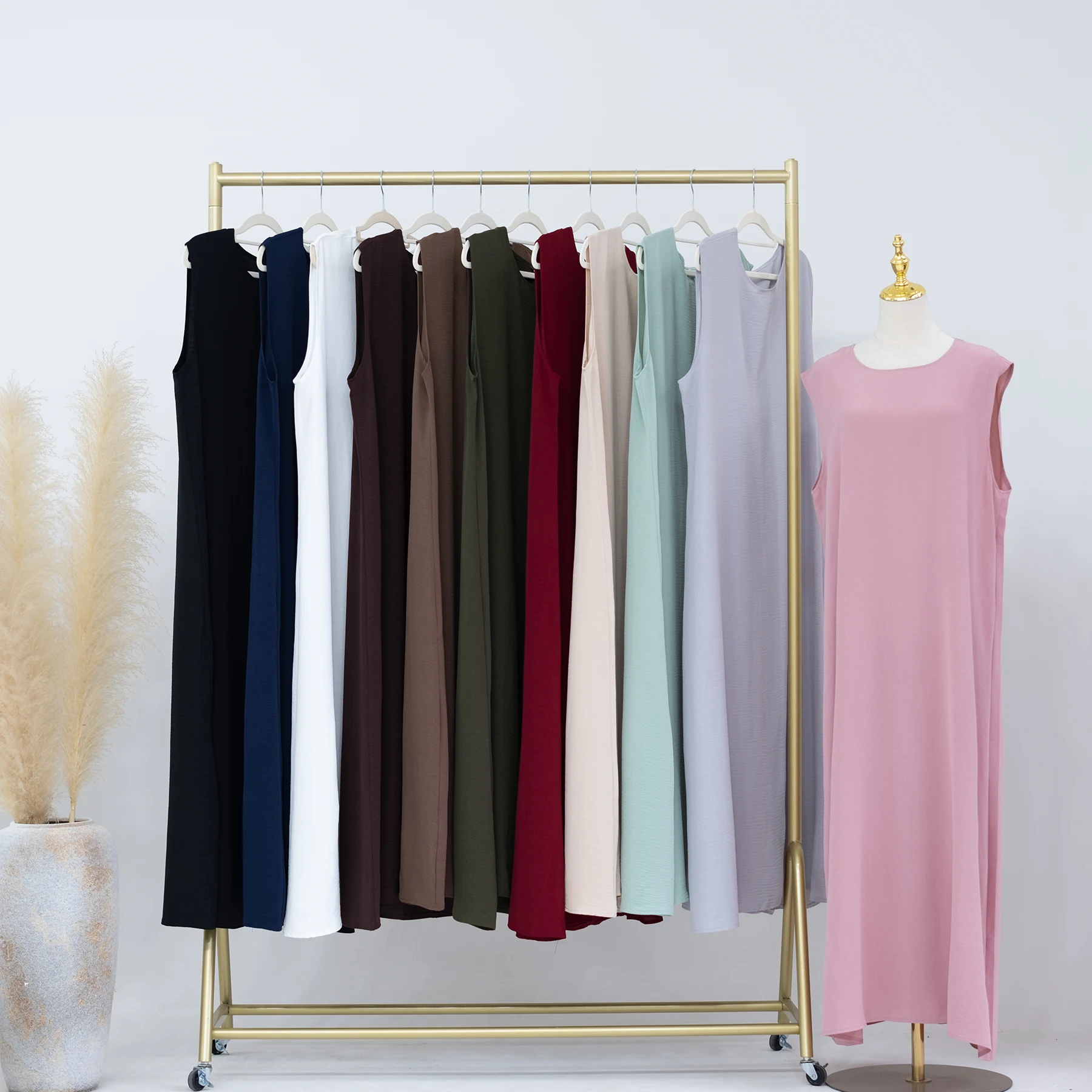 Women Abaya Muslim Under Sleeveless Inner Slip Dress Underdress