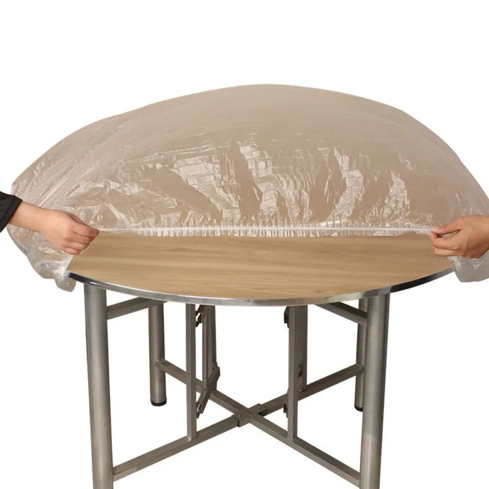 10 unids/pack dobladillo elástico mantel desechable redondo/rectangular Universal cubierta de mesa a prueba de aceite engrosada impermeable