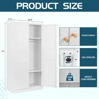 Wardrobe Closet with 2 Doors, 72" Metal Clothing Storage Cabinets with Hanging Rod, Bedroom Armoires Laundry Room and Office Cl 2