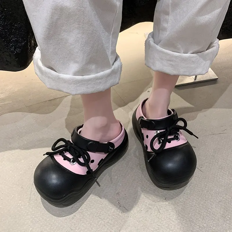 DIY Lace-up Platform Slippers For Women Fashion Clogs Thick Sole Shoes Female Street Sandals Beach Slides women sandals slippers sandals women slippers platform slippers