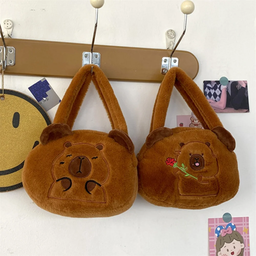 Capybara Plush Handbag Storage Bag Students Pencil Pouch Stationery Lovely Headphone Cute Capybara Handbags Party Decor Gifts