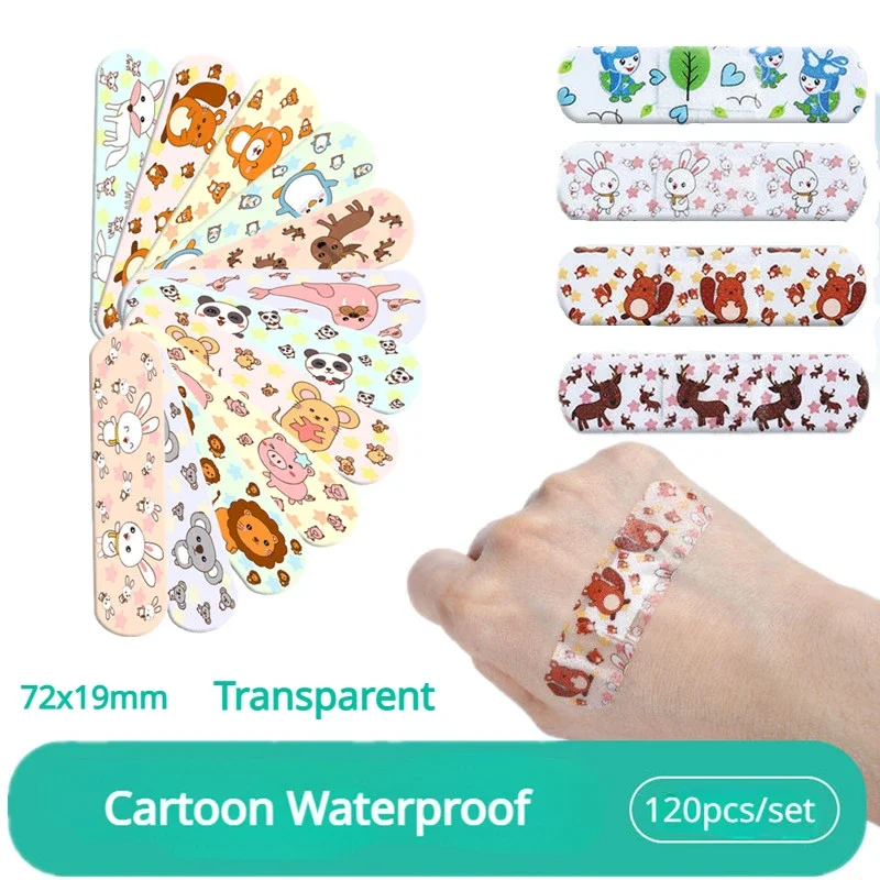 120pcs/set Cartoon Transparent/non-transparent Band Aid Cute Plaster First Aid Strips Wound Dressing Patch Adhesive Bandages 4