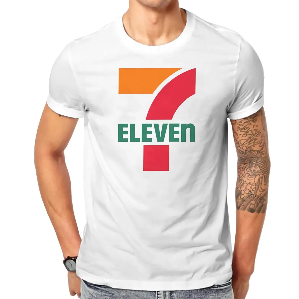 

Классическая мужская футболка из ткани футболка с круглым воротником Seven Eleven Merch 711