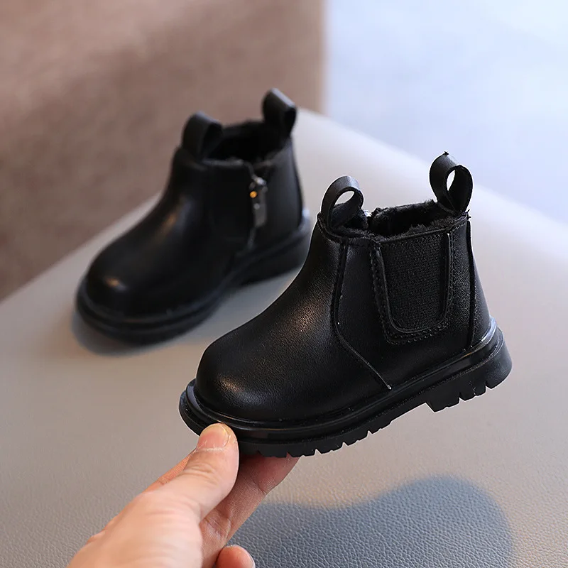 Baby Boots Autumn Winter Infant Warm Fur Shoes Newborn First Walkers Baby Toddler Boy Girl PU Leather Ankle Boots Beige, Pink