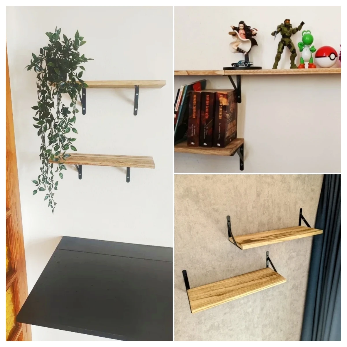 Wooden Wall Shelves Solid Wood Wall Hanging Floating Storage Shelf Bathroom Accessories Simple Design Shelves Supplies 5