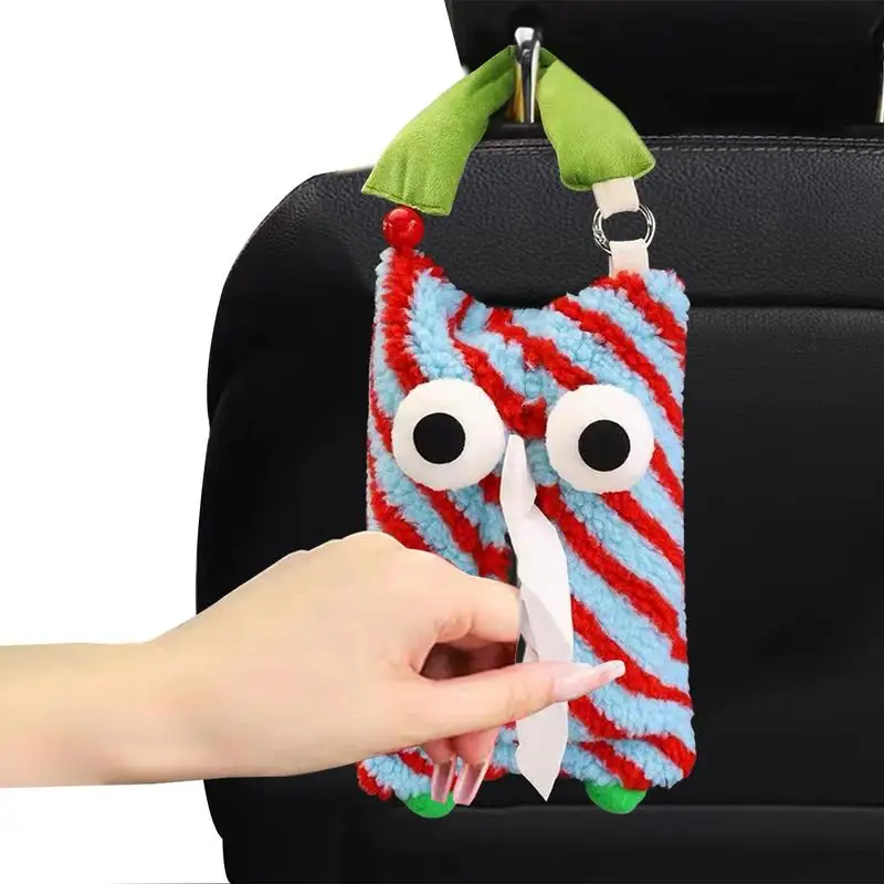 

Cute Car Tissue Box Universal Hanging Seat Back Tissue Holder Car Headrest Plush Napkin Tissue Dispenser auto interior decors