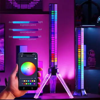 3D 분위기 조명 RGB 픽업 e 스포츠 컴퓨터 데스크탑 음성 제어 유도 장식 음악 LED 자동차 리듬