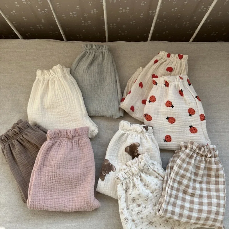 Baby Cotton Pants Boys Girls Summer Loose Casual Pants Korean Version Mosquito Proof baby trousers cotton pants