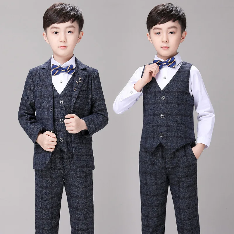 

Autumn and Winter Children's Clothing One Piece Dropshipping Boys Suit Plaid Kids Suit Boys Dresses of Bride Fellow Kids Speech