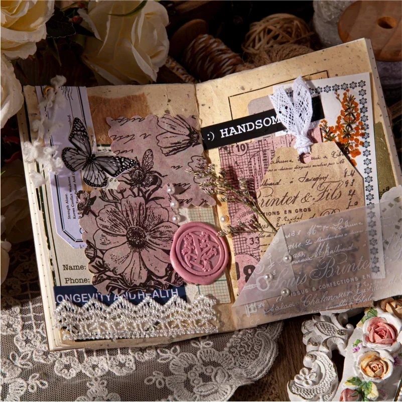 30Pcs Paper Retro Notebook Decoration DIY  Label Paper 12*9CM Stickers Planner s Vintage Material Old Scrapbooking - 2