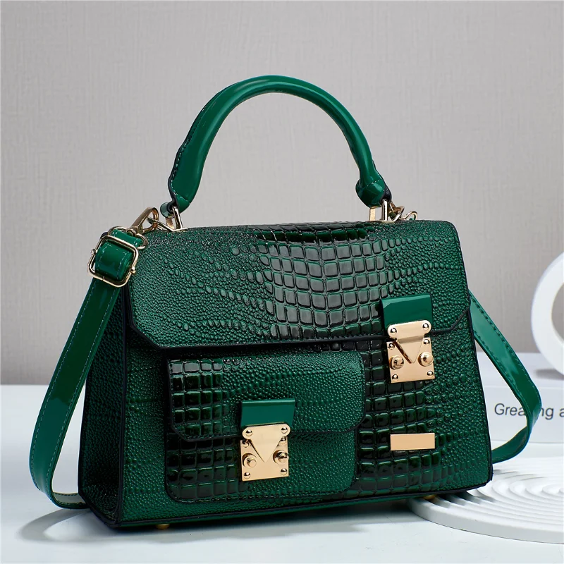 

High Quality Handbag Crocodile Pattern PU Retro Single-Shoulder Bag Women's 2023 Popular Crossbody Bags Commuter Storage Satchel