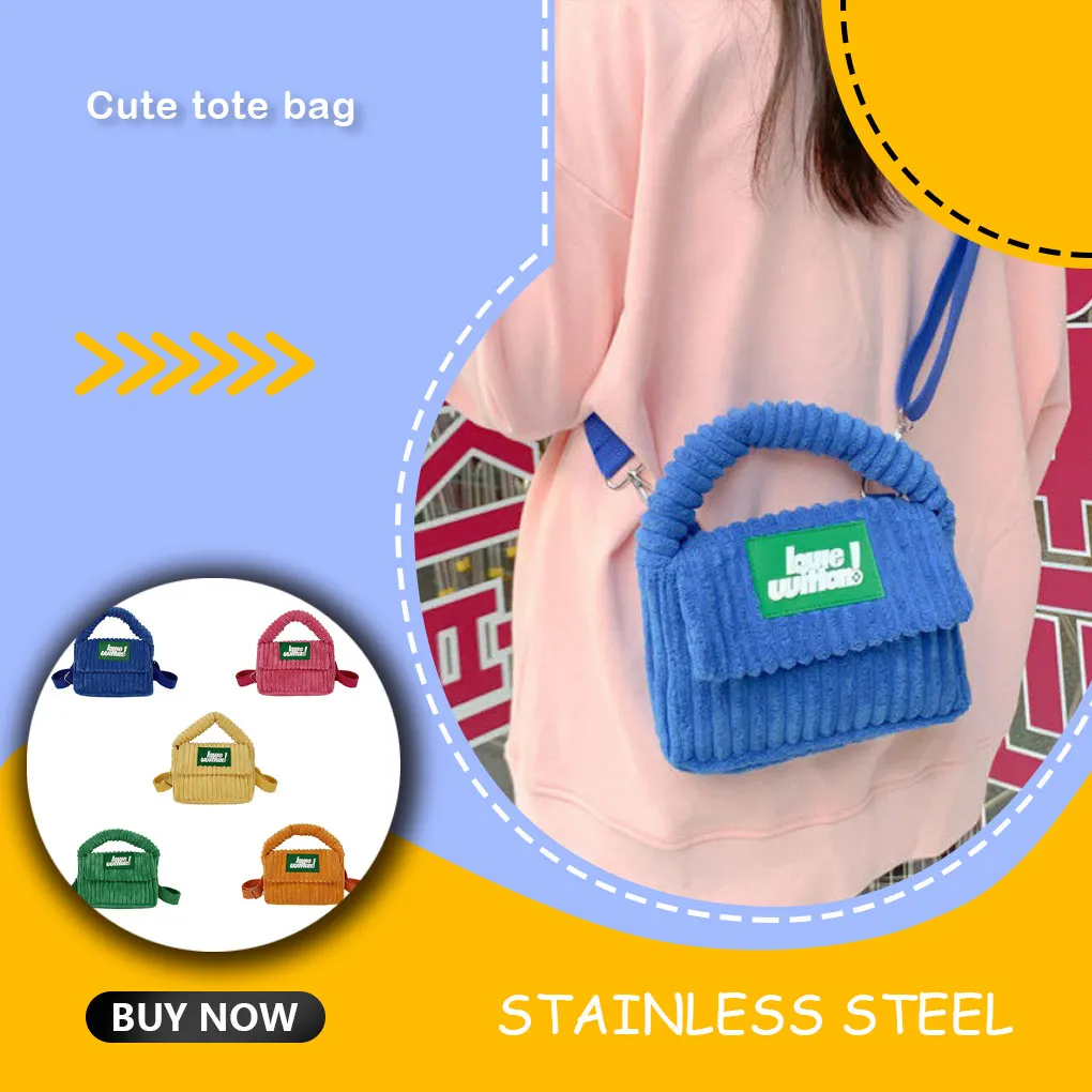 Bright colors Corduroy Women Shoulder Bag cute girl Solid Color Small square Crossbody bag Casual Designer Handbag