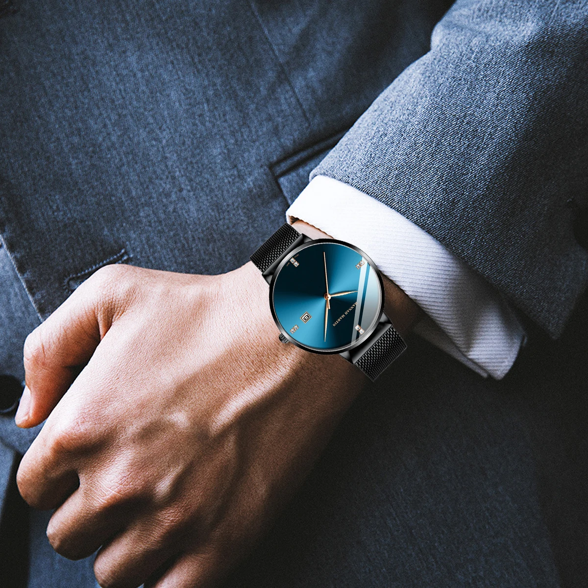 Men Watch Stainless Steel Classical Business Waterproof Top Brand Luxury Quartz Movement Wristwatches Calendar Relogio Masculino 5