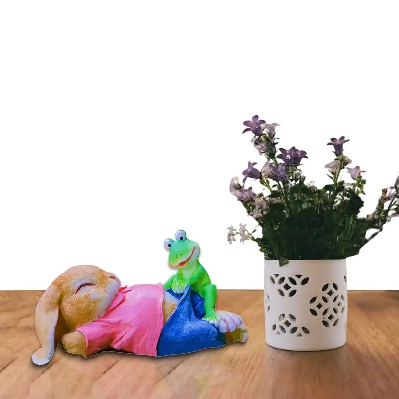 

Resin Rabbit Figurine Funny Animal Sculpture Bunny Figurines Lawn Ornament Creative Gardening Gifts For Porch Garden Balcony