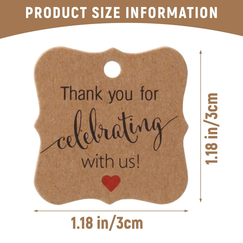 A30u-100 Pcs Thank You For Celebrating With Us Tags Kraft Paper Gift Wrap Tags With Natural Jute Twine For Baby Shower,Christmas