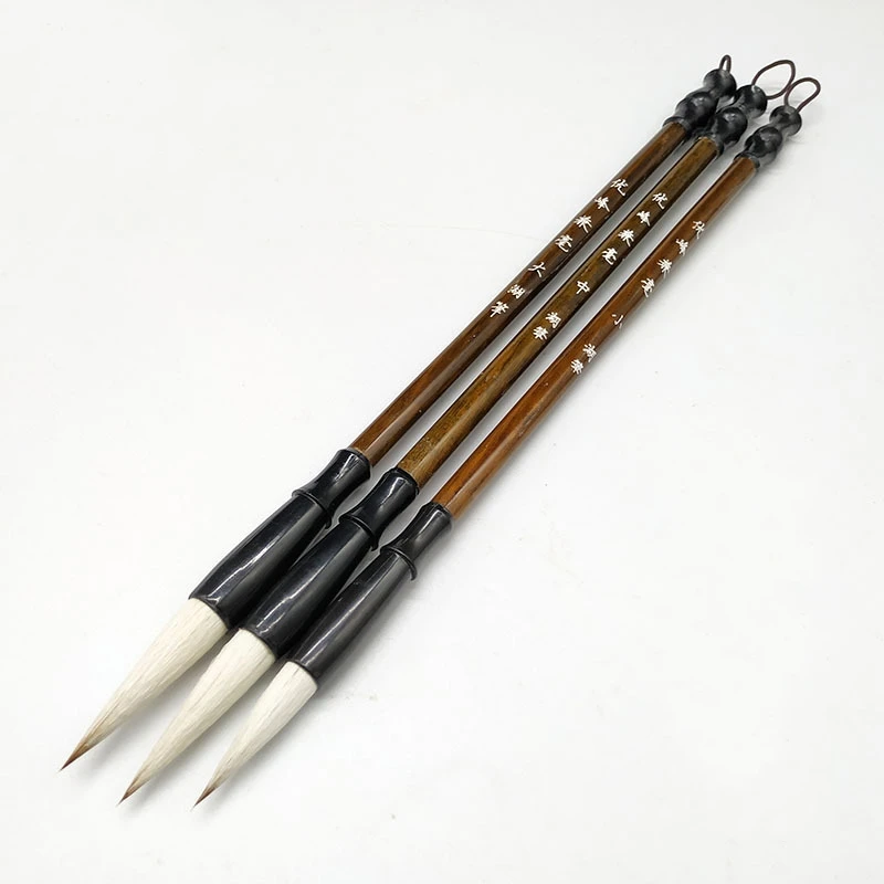 3Pcs Brown Weasel Hair White Woolen Writing Brush Chinese Calligraphy Brush Pen Writing Practice Supplies For Student 5