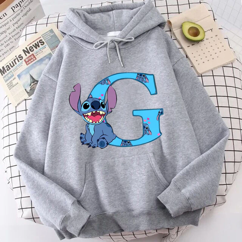 Cute Kawaii Disney Lilo & Stitch 26 English Letters Print Hoodie Y2K Hoody Sweatshirts Women's Winter Hoodies Couple Streetwear 6