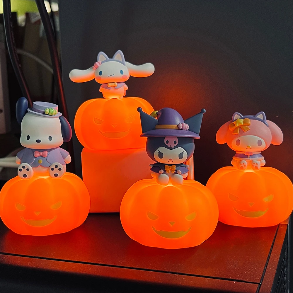 

Genuine Kawaii Sanrio Kuromi Halloween Pumpkin Nightlight Anime Figures My Melody Cinnamoroll Figure Dolls Decoration Ornaments