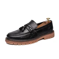 Platform Male Casual Shoe Thick Sole Non Slip and Waterproof Round Toe Men's Leather Shoes High Quality Fashion Common Elegant 1