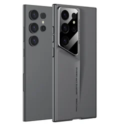 Ultrathin Mecha Hard PC Matte Phone Case with Lens Protection and Frosted Shockproof Design for Galaxy S22Ultra (Grey)