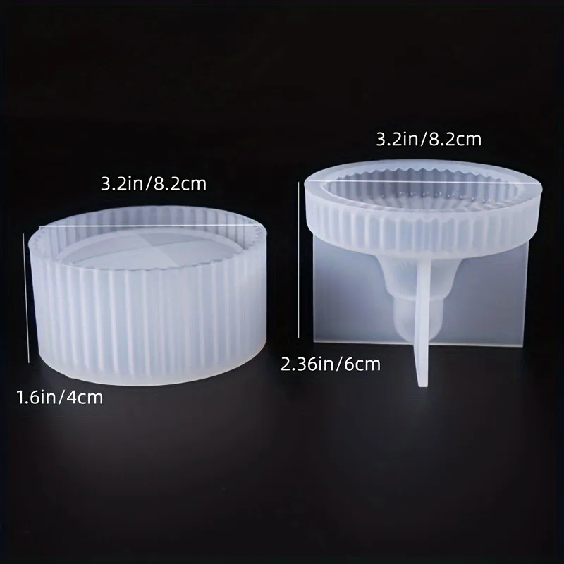Silicone mold 1set Striped Candle Jar Silicone Mold DIY Circular Stripe Storage Jewelry Box Clay Epoxy Resin Plaster Concrete