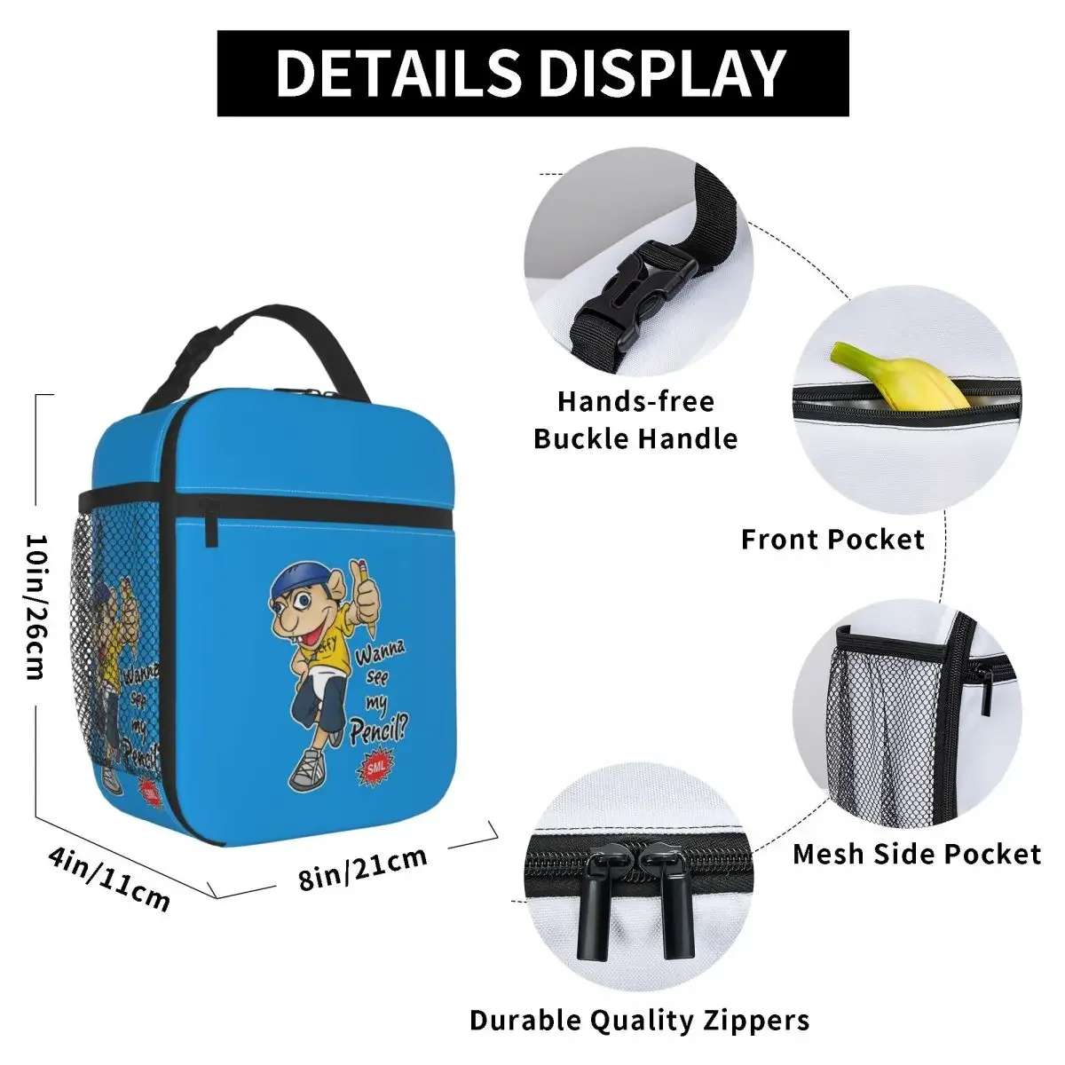 Mariequiles Sml Jeffy Cartoon Insulated Lunch Bags Thermal Bag Reusable Large Tote Lunch Box Men Women School Outdoor 5