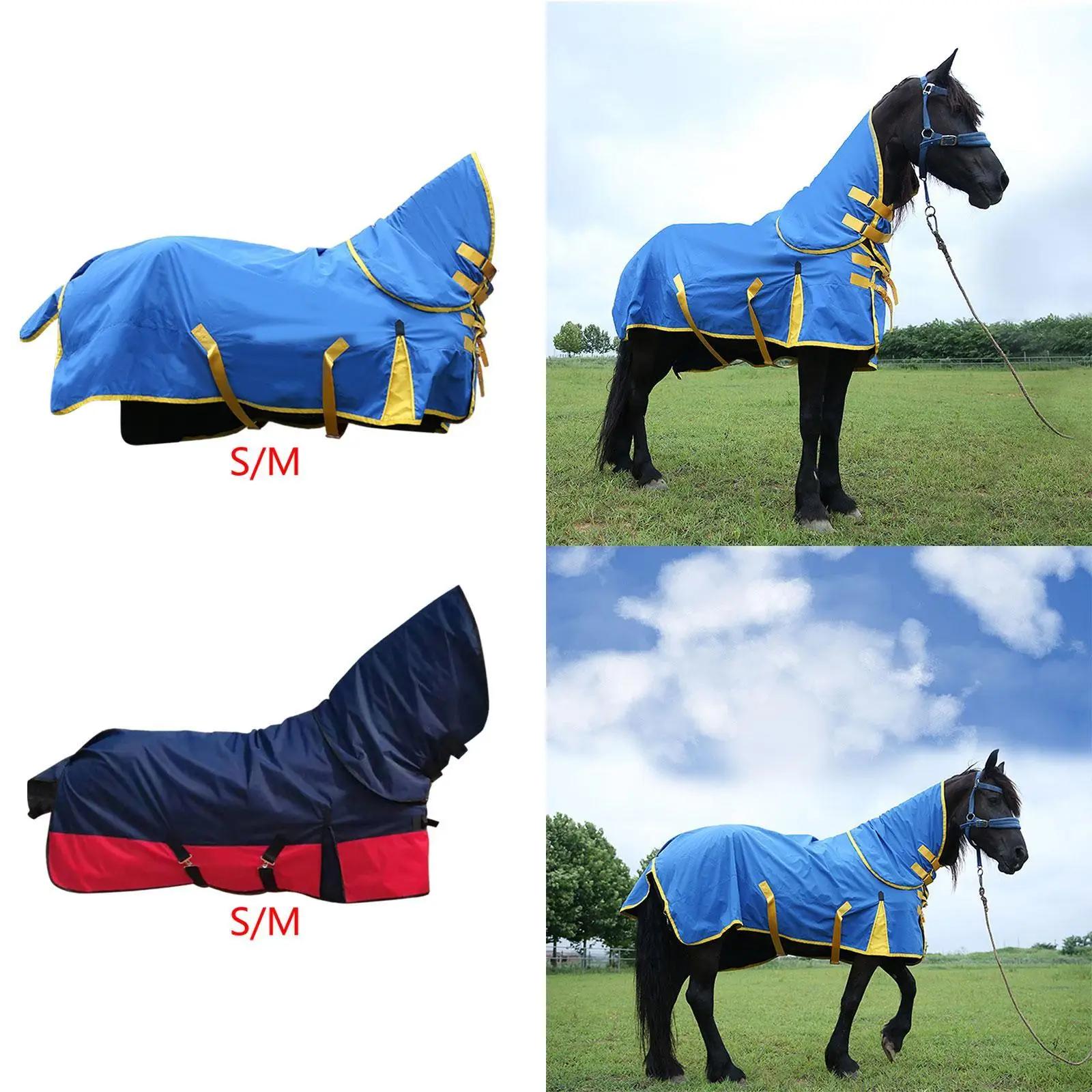 Horse Care Sheet with No Filling with Neck Waterproof Windproof Adjustable Equestrian Clothing Horse Clothes Horse Blanket 4