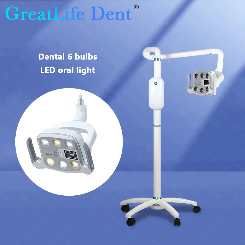 

GreatLife Dent 9w 6 Leds Vertical Floor Standing Mobile 360 adjustable Medical Exam Shadowless Dental Led Operation Light Lamp