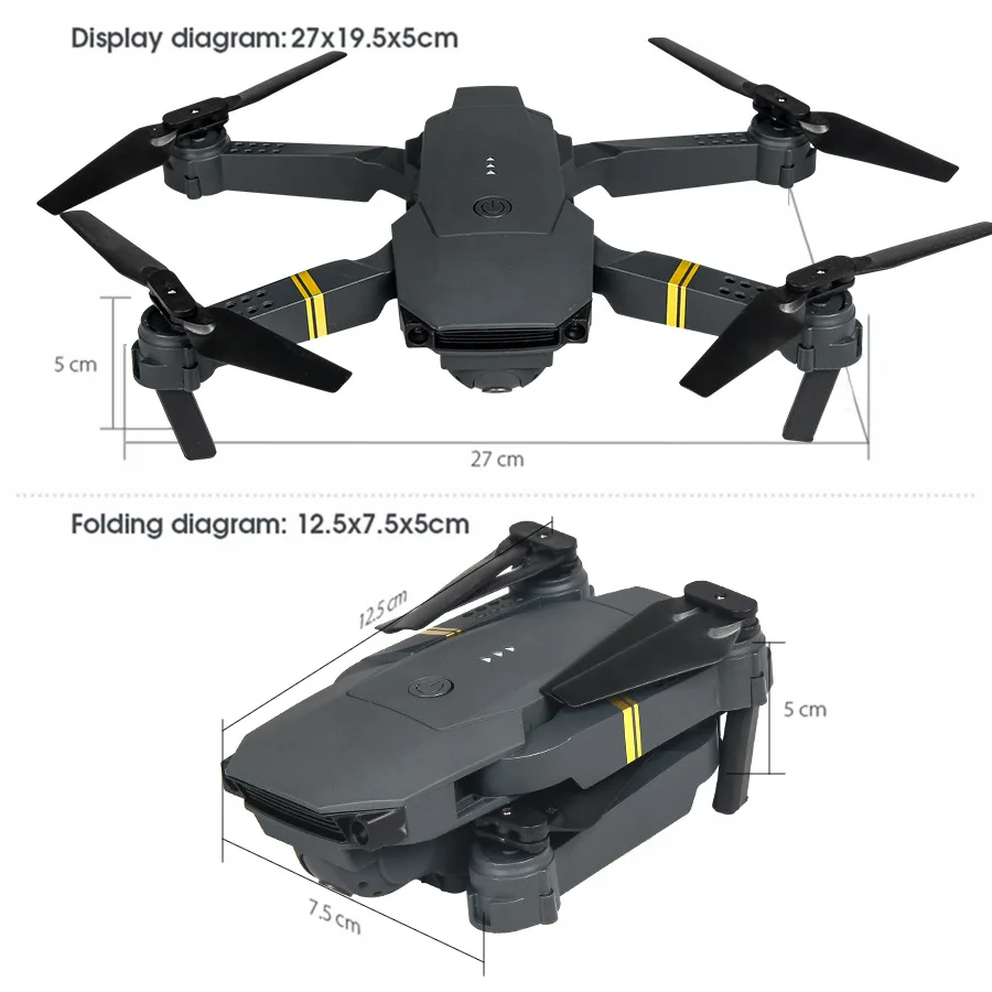 Drone E58/E88 avec caméra double ou simple, WiFi FPV, pliable