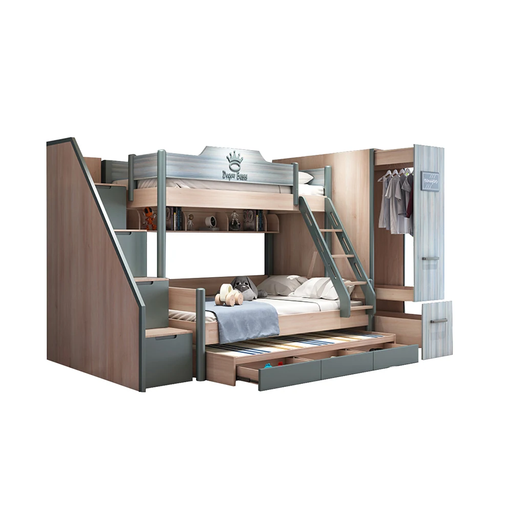 New model storage bunk beds with desk kids bunk beds storage and stairs