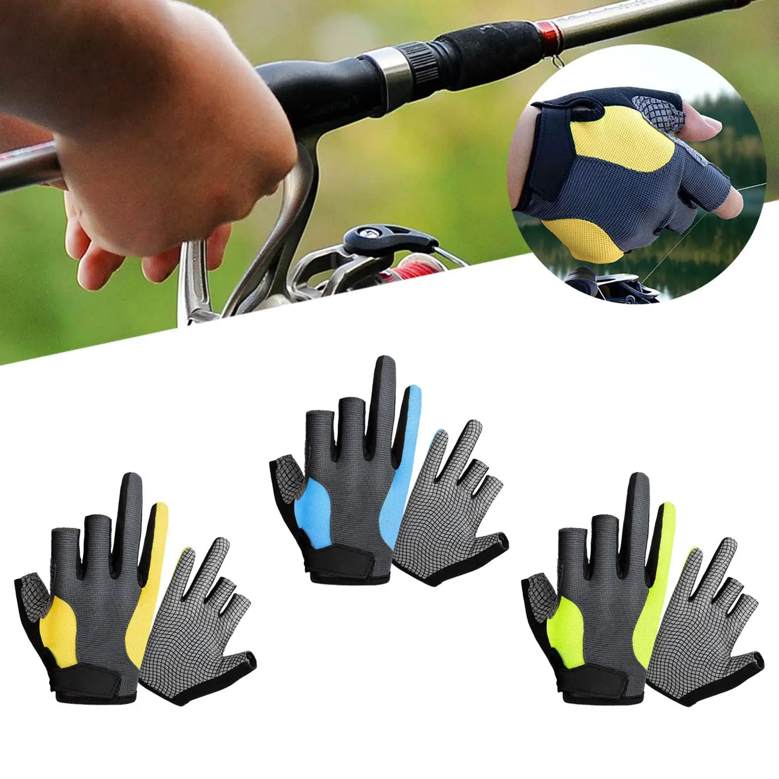 3 Cut Fingers Gloves Cycling Gloves Women Men Ice Fishing Gloves 3 Fingerless