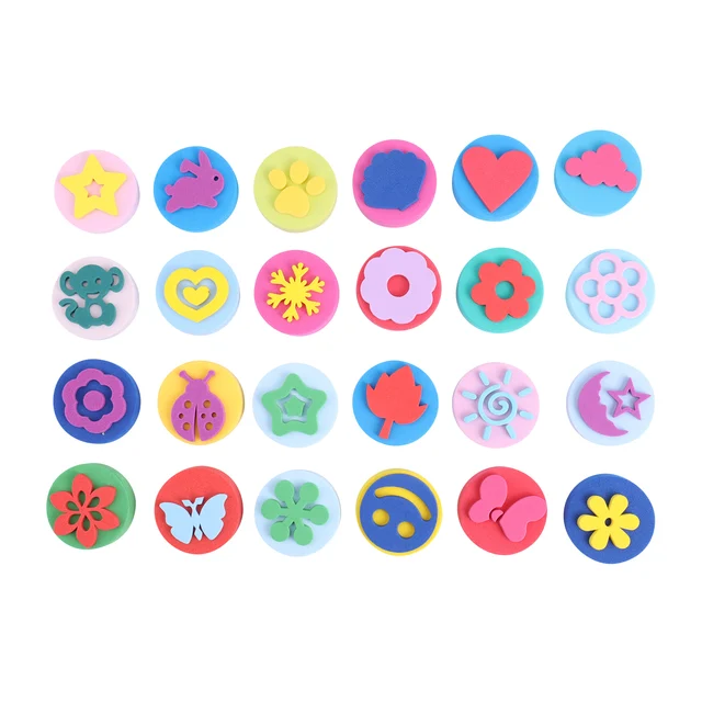 Sponge Stamp 24 Pieces EVA Painting Craft Sponges Double-Side Painting Stamper for Children DIY Craft Project Tool 2